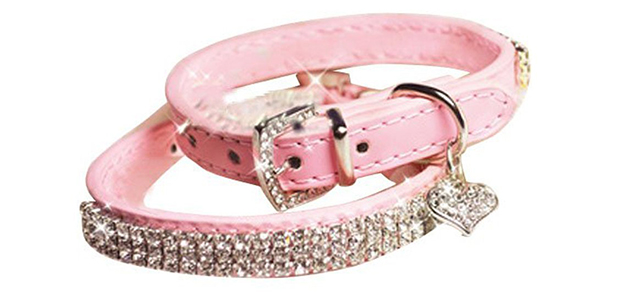 SKL Hot Pink Pet Collar with Sparkly Rhinestones